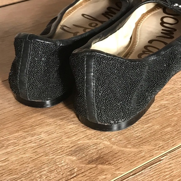 Sam Edelman Black Ballet Flats Womens 7.5 M Chrome Cap Toe Slip‎ On Casual - Picture 8 of 14